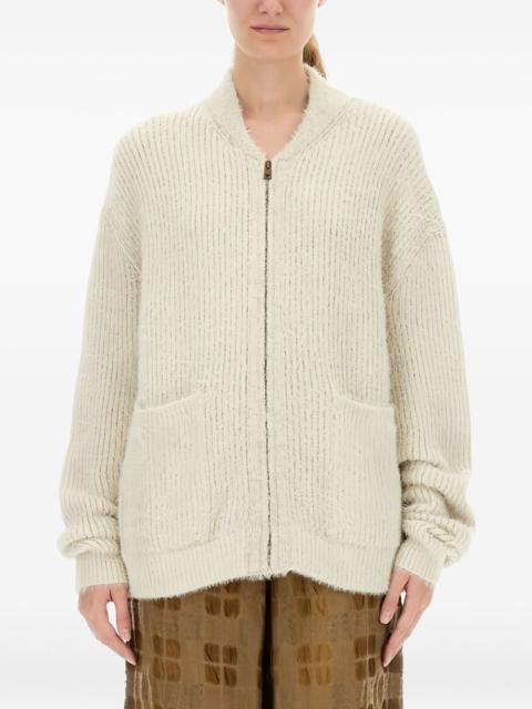 zip-up pocket cardigan