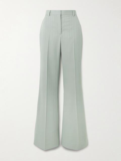 Striped Wool-jacquard Flared Pants