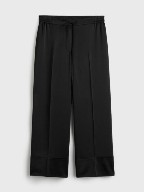 Satin drawstring trousers black