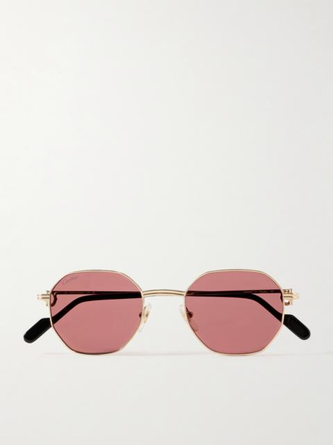Hexagon-frame Gold-tone Sunglasses