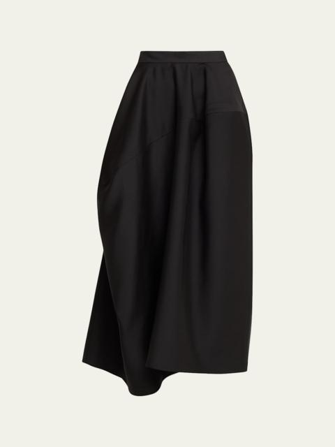 Karla Asymmetric Silk-Wool Faille Ankle Skirt
