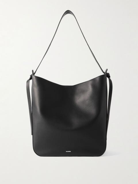 Knotted leather shoulder bag Black