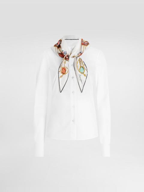 Poplin shirt with silk scarf