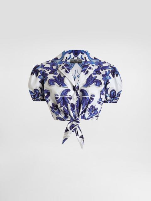 Majolica-print poplin shirt
