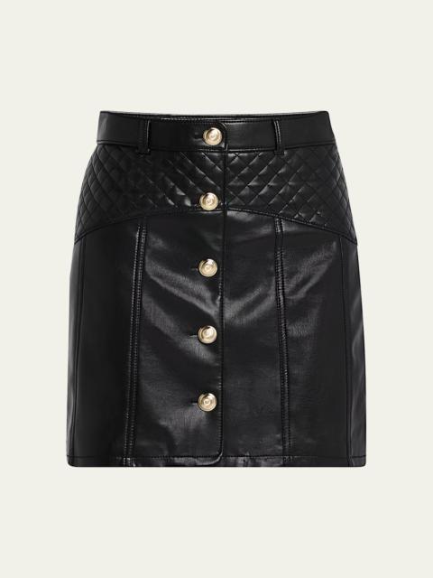 Claudia Quilted Vegan Leather Mini Skirt
