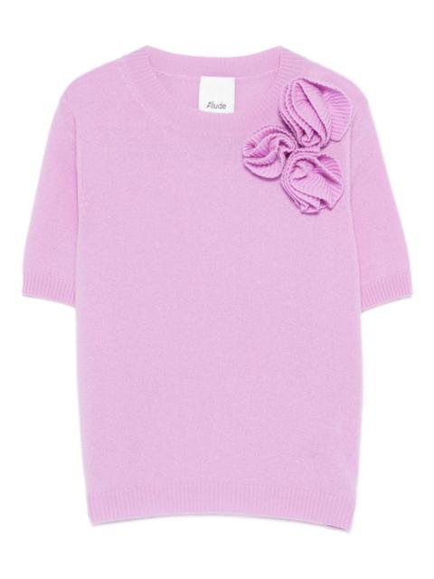 flower-appliqué T-shirt