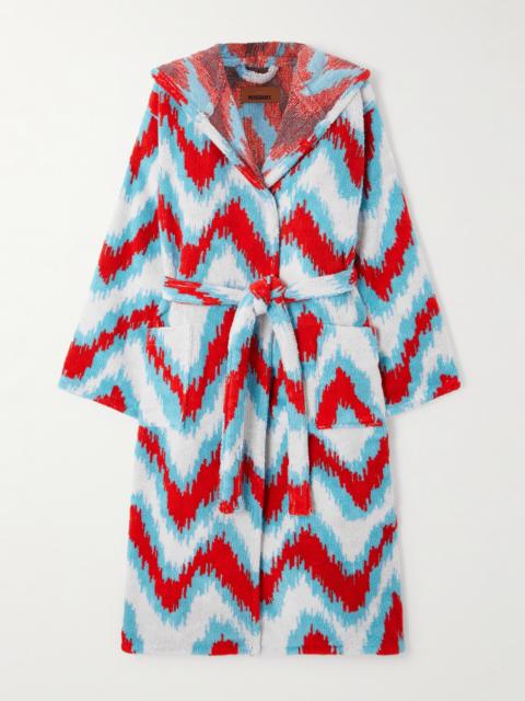 Belted Striped Cotton-terry Robe