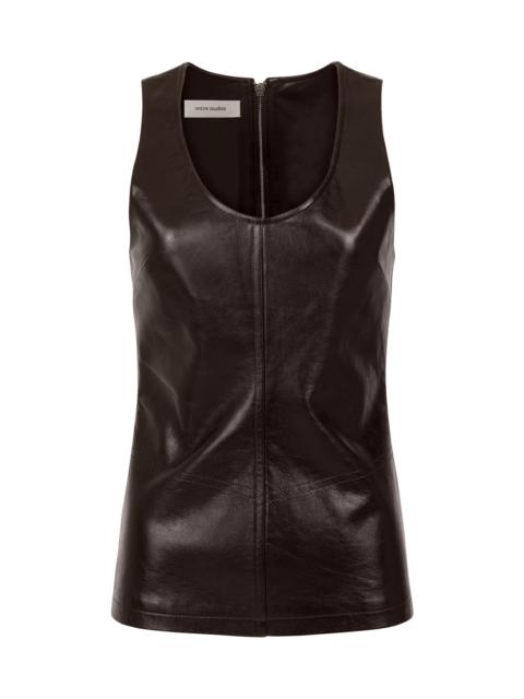 LEATHER TANK DARK BROWN