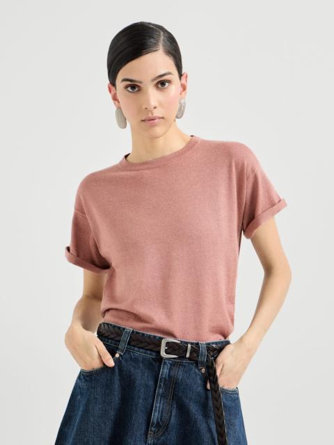 Sparkling cashmere and silk lightweight knit T-shirt