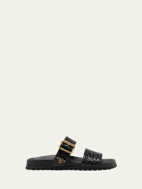 Croco Buckle Dual-Band Comfort Sandals