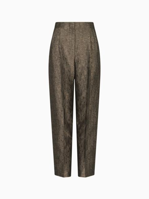 JACQUARD SILK AND WOOL SINGLE-PLEAT TROUSERS