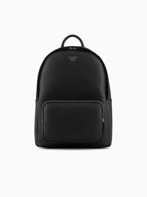 ASV regenerated Saffiano leather round backpack with eagle plate
