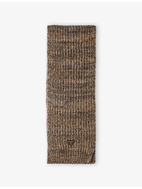 Logo-Plaque Wool Cashmere Blend Scarf