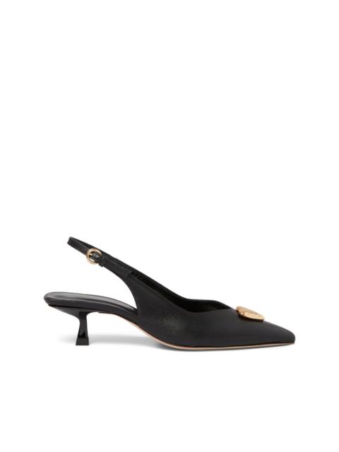 heart-embellished slingback pumps