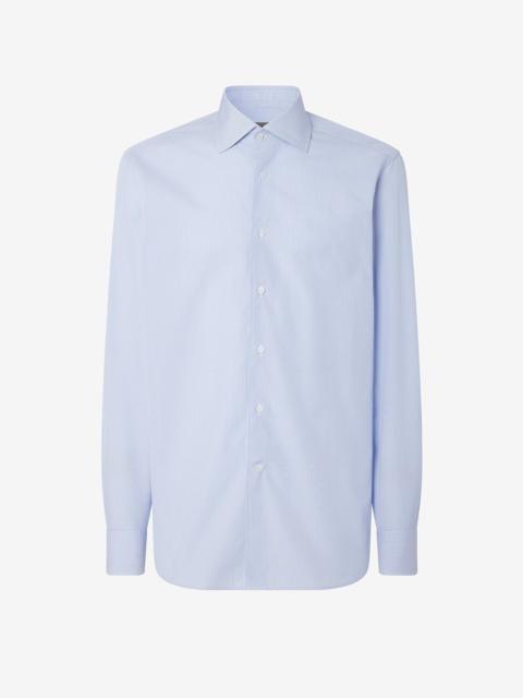 Cotton shirt with white and light Blue micro stripes