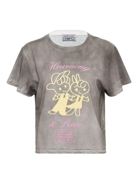 washed-effect graphic-print T-shirt
