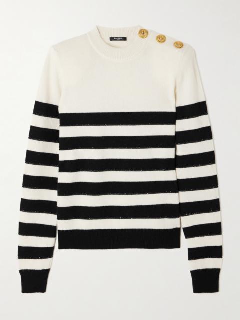 Embellished Striped Knitted Sweater