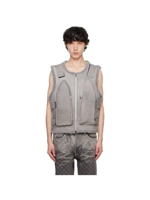 Gray Bullet Point Leather Vest