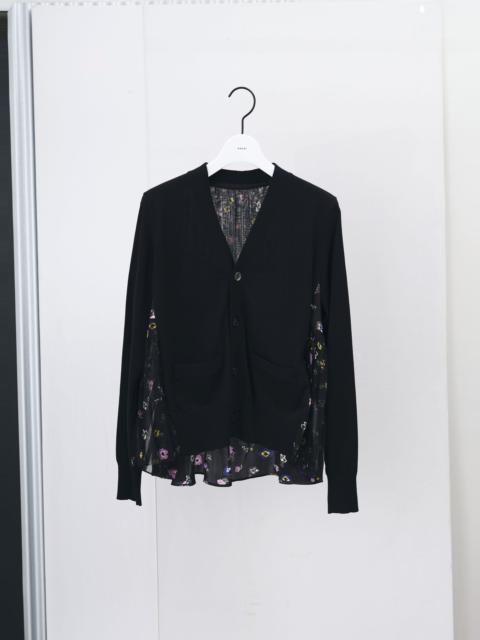 Floral Print x Cotton Knit Cardigan