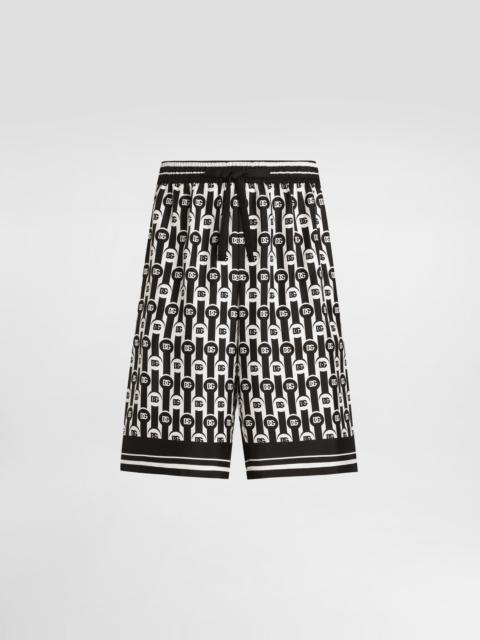 Silk twill bermuda shorts