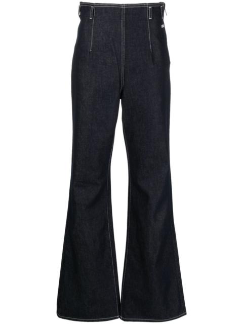 contrast-stitching high-rise flared jeans