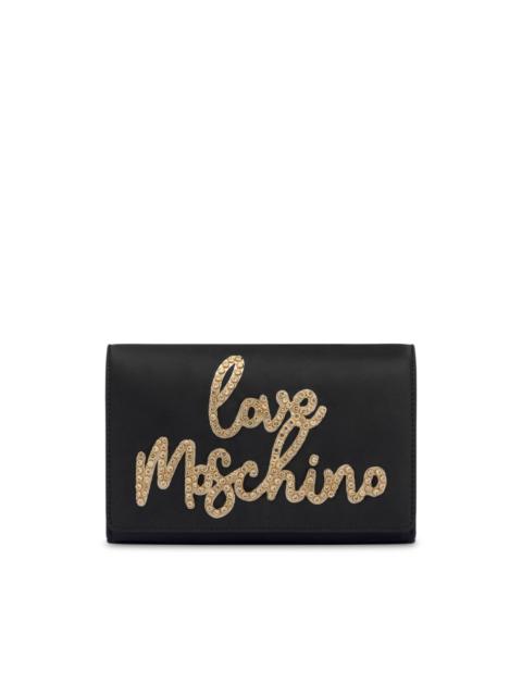 rhinestone-logo cross body bag