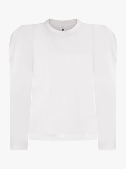 RUCHED PUFF SHOULDER L/S TOP | WHITE