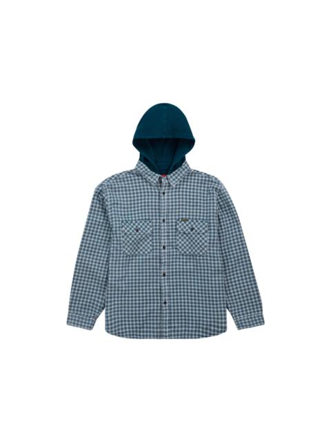 Supreme Houndstooth Flannel Hooded Shirt Light Navy