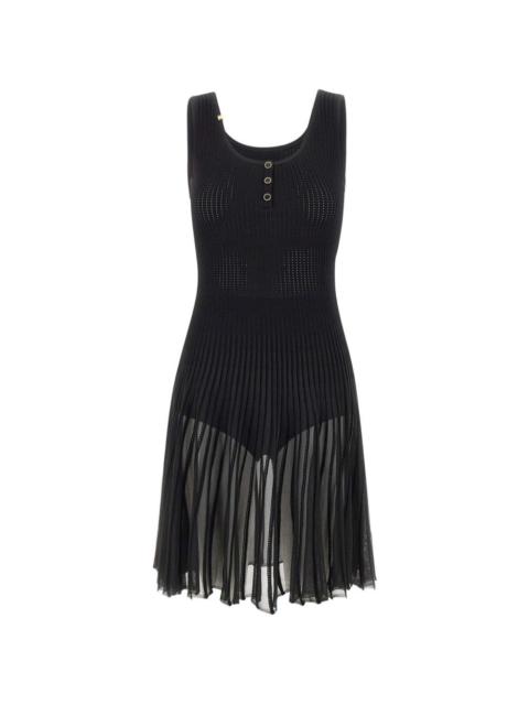 jour-knit pleated dress
