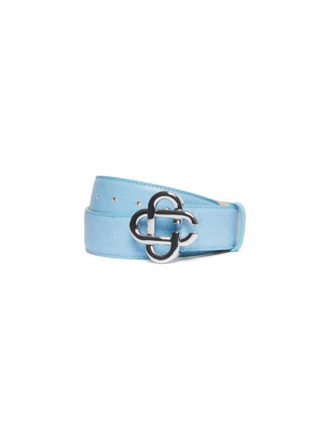Mens Blue Silver CC Logo Buckle Belt