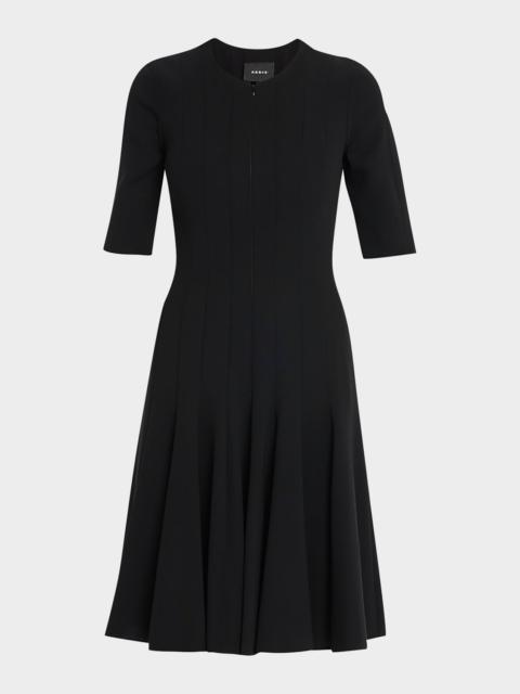 Elbow-Sleeve Zip-Front Dress