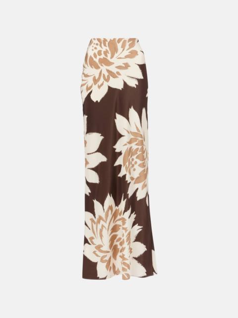 Floral silk satin maxi skirt