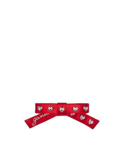 heart-studs bow-motif hair clip