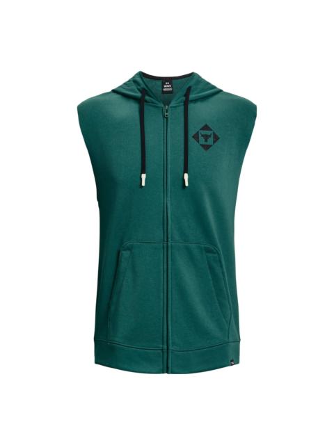 Under Armour Project Rock Heavyweight Terry Sleeveless Full-Zip Hoodie 'Green Teal' 1377434-722