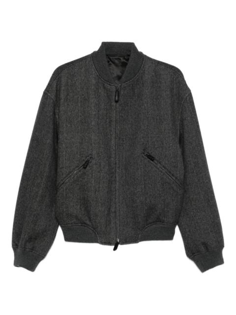 herringbone zip-front bomber jacket