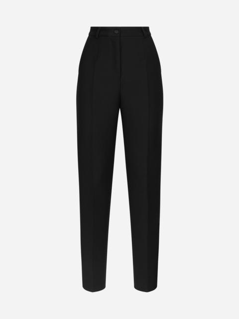 Tailored wool gabardine tuxedo pants
