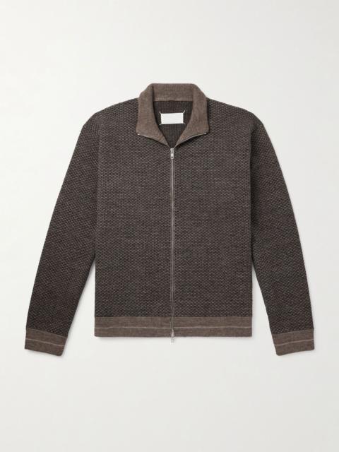 Jacquard-Knit Wool-Blend Cardigan Brown