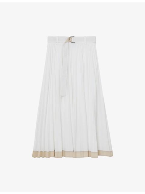 Allora Pleated Woven Midi Skirt