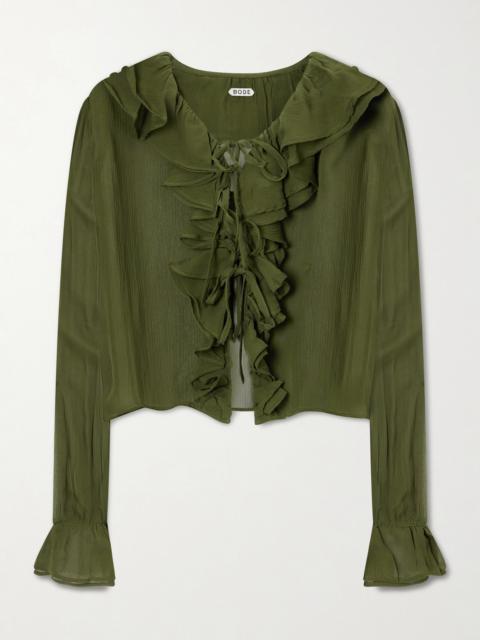Flounce Ruffled Silk-crepon Blouse