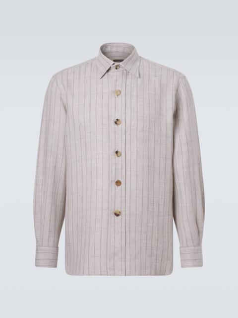 Striped linen and wool shirt