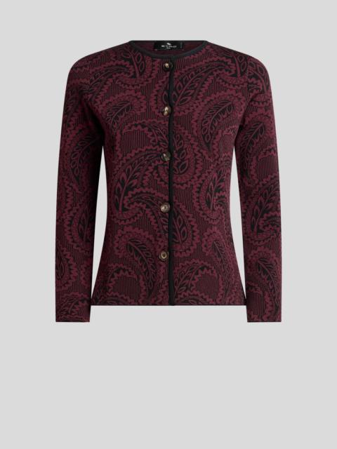 JACQUARD CARDIGAN WITH PAISLEY FOLIAGE MOTIF