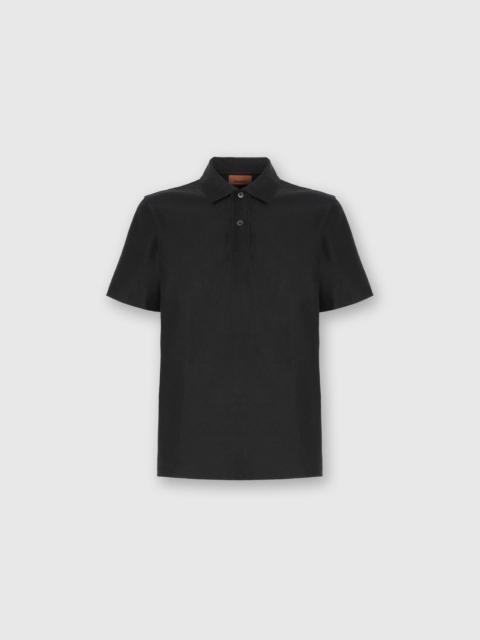Tonal zigzag cotton jersey polo shirt