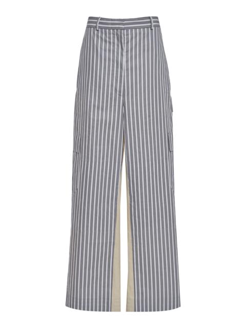 Striped Cotton Wide-Leg Pants stripe