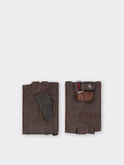 Fingerless leather driving gloves