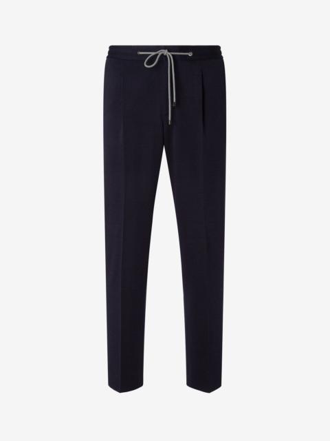 Blue interlock wool jersey joggers