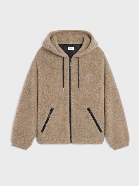 hooded jacket IN WOOL AND COTTON FLEECE