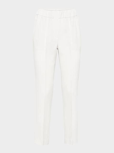 Silk Pull-On Cropped Pants