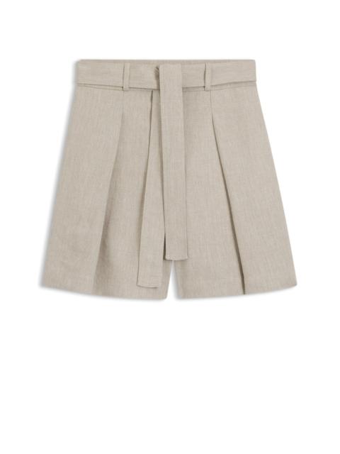 RELAXED-FIT LINEN-BLEND CULOTTES WITH HERRINGBONE WEAVE