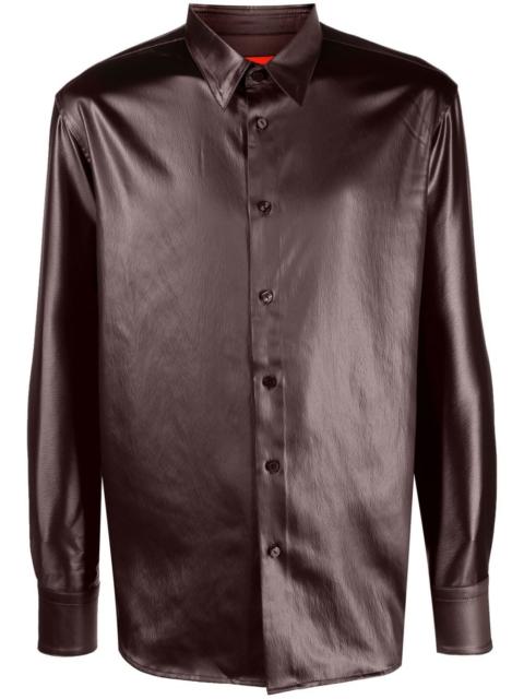 metallic long-sleeve shirt