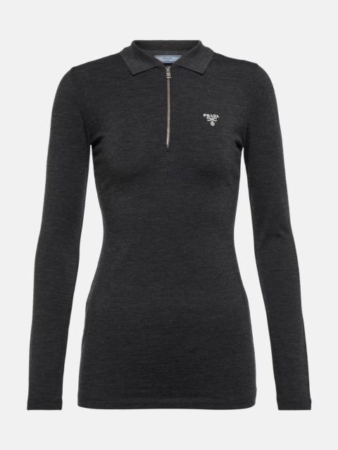 Logo wool-blend zip sweater